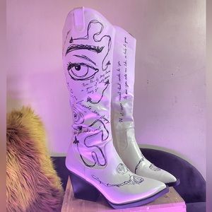 Self customized boots. Every rose has its thorn. 🥀. Size 11Womens /size 10Mens